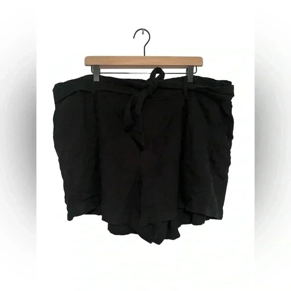 Ava & Viv Black Linen Shorts with Tie Plus Size 2X - Picture 1 of 6